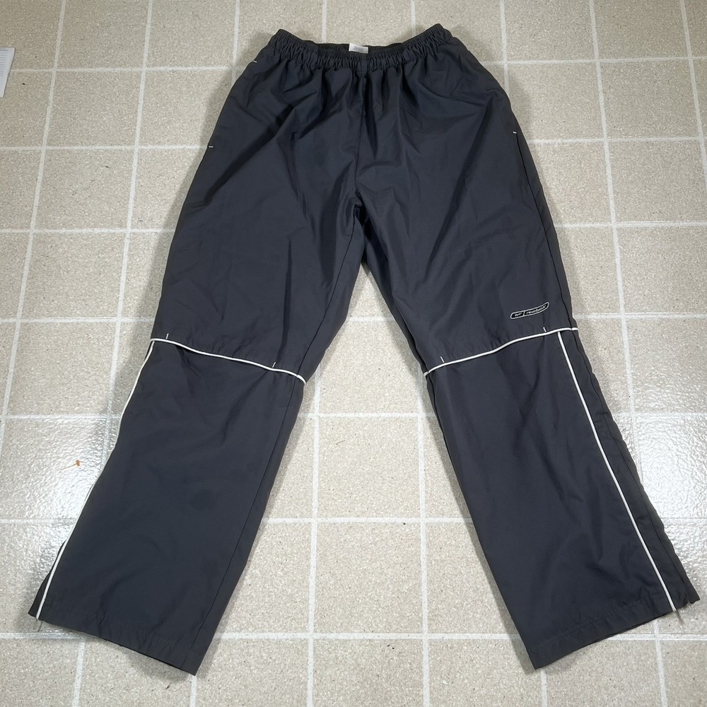 Vintage Y2K Reebok Windbreaker Track Pants Sz Small Grey Baggy Wide Leg Skate